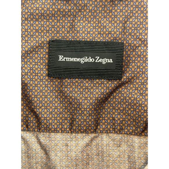 Ermenegildo Zegna Burgundy Printed Cotton Button Down Shirt Size L - Picture 3 of 6